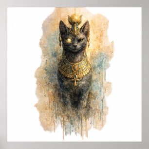 Mythical Egyptian Cat Ancient Fantasy Feline Poster