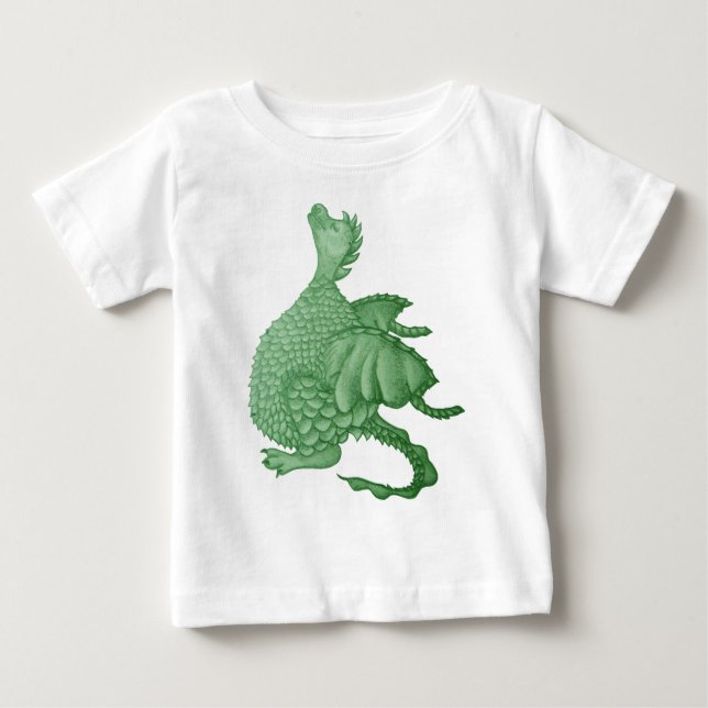 mythical fantasy creature cute green dragon baby T-Shirt (Front)