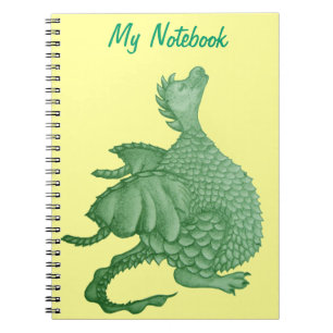 mythical fantasy creature cute green dragon notebook