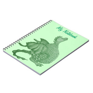 mythical fantasy creature cute green dragon spiral notebook