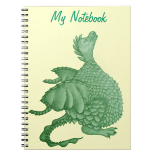 mythical fantasy creature cute green dragon spiral notebook