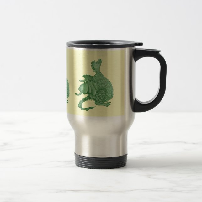 mythical fantasy creature cute green dragon travel mug (Right)