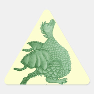 mythical fantasy creature cute green dragon triangle sticker