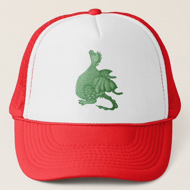 mythical fantasy creature cute green dragon trucker hat (Front)