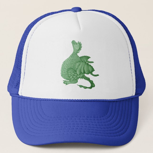 mythical fantasy creature cute green dragon trucker hat (Front)