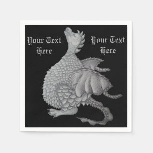 mythical fantasy creature cute grey dragon napkin