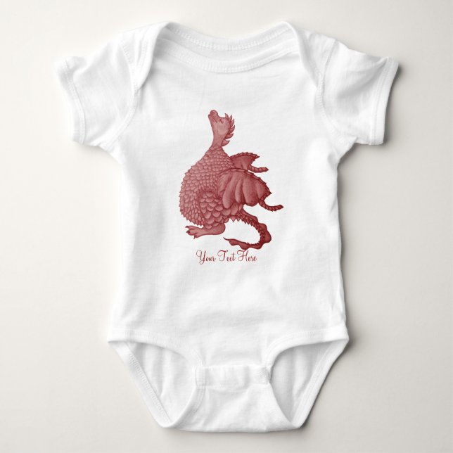 mythical fantasy creature cute red dragon baby bodysuit (Front)
