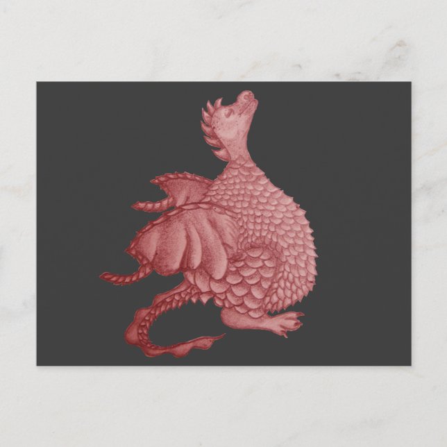 mythical fantasy creature cute red dragon postcard (Front)