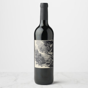 Mythical Forest and Castle Fantasy Artwork Wine Label