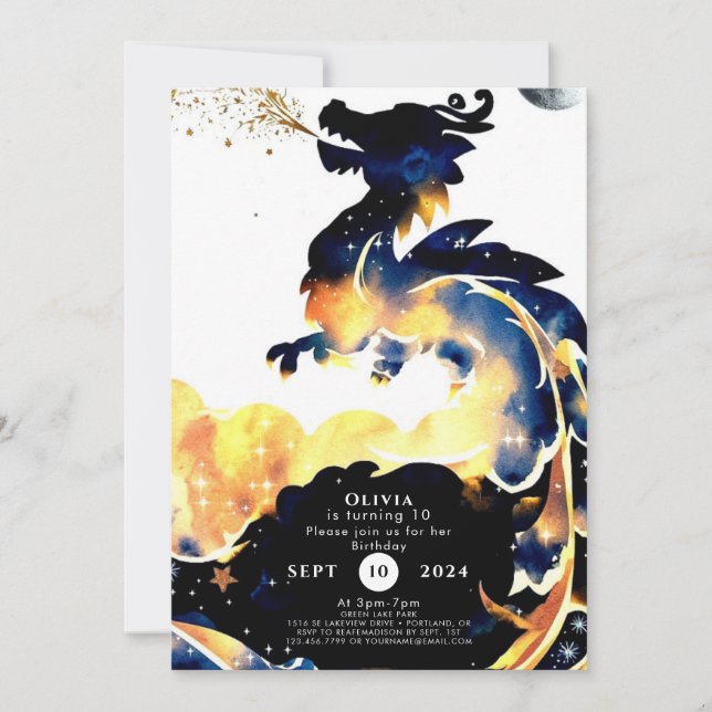 Mythical Fun Dragon Birthday Invitation (Front)