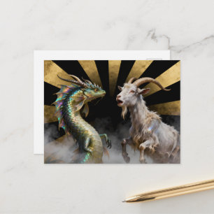Mythical Goat-Dragon Creatures Surprised Postcard