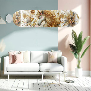 Mythical Gold Unicorn Divine Spiritual Decorative Skateboard