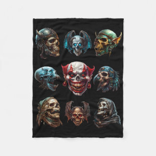 Mythical Halloween Skull Skeleton Faces For Horror Fleece Blanket