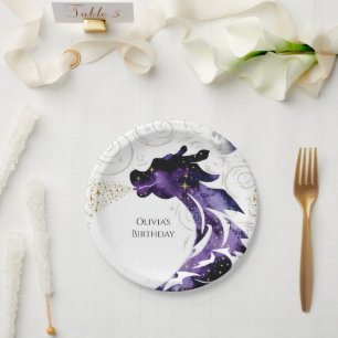 Mythical Happy Dragon Birthday Paper Plate