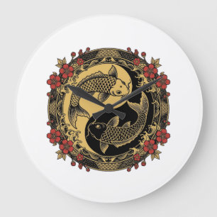 Mythical Imperial Chinese Dragon Relief Round Orna Large Clock