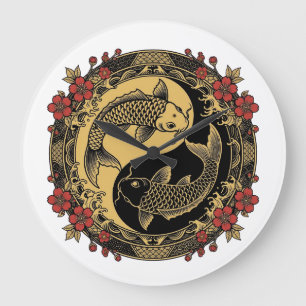 Mythical Imperial Chinese Dragon Relief Round Orna Large Clock