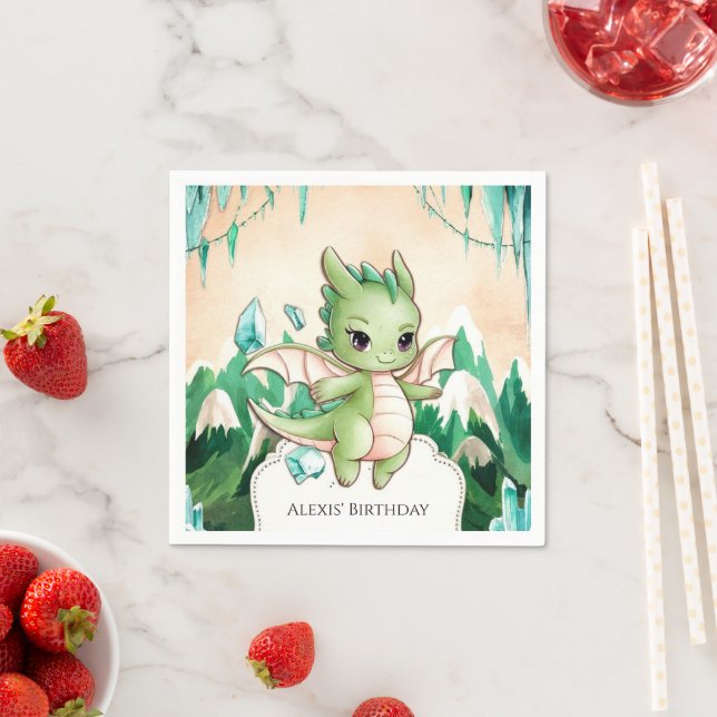 Mythical Kids Dragon Birthday Napkin (Insitu)