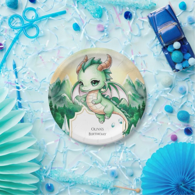 Mythical Kids Dragon Birthday Paper Plate (Party)