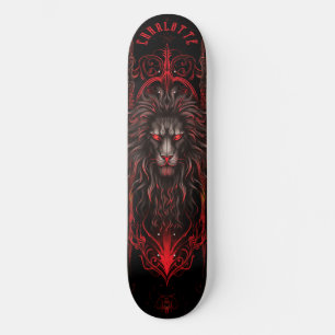 Mythical Lion with Tribal Patterns Dark Fantasy Skateboard