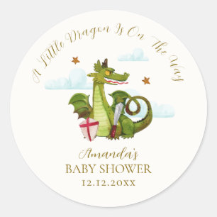 Mythical Little Dargon Cloud Star Baby Shower Classic Round Sticker