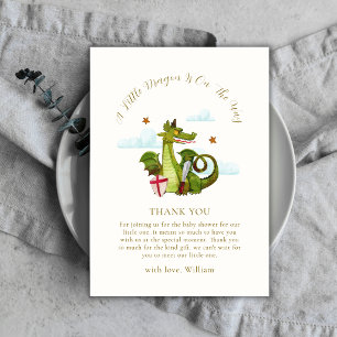 Mythical Little Dargon Cloud Star Baby Shower Thank You Card