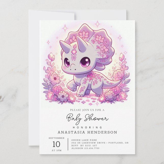 Mythical Majestic Dinosaur Baby Shower Invitation (Front)