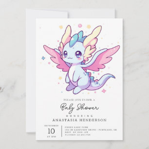 Mythical Modern Dragon Baby Shower Invitation