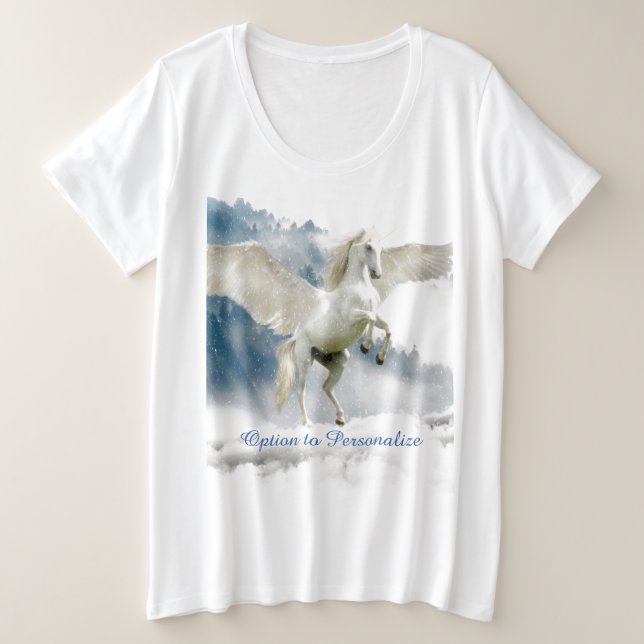 Mythical Pegasus Fantasy Unicorn Personalise Plus Size T-Shirt (Design Front)