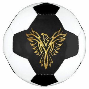Mythical Phoenix Bird Rising Logo (Faux Gold) Soccer Ball