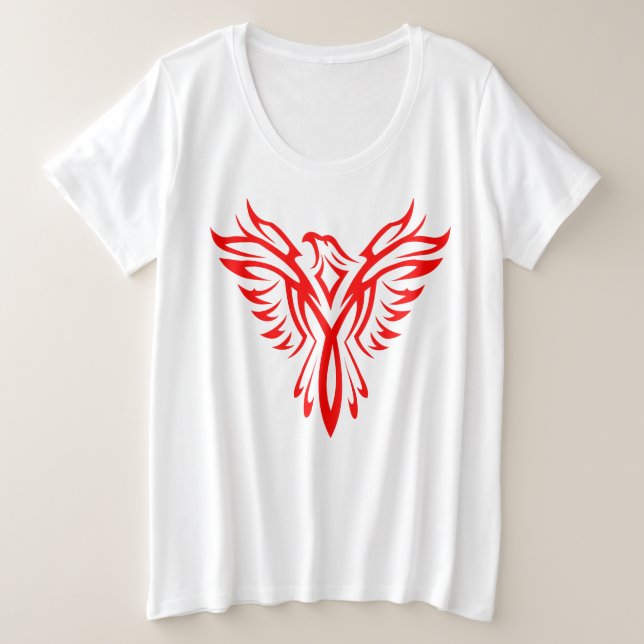 Mythical Phoenix Bird Rising Logo (Red) Plus Size T-Shirt (Design Front)