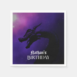 Mythical Purple Dragon Birthday Napkin