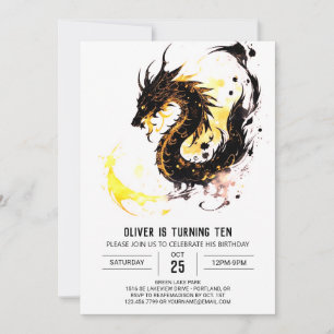 Mythical Roaring Fun Dragon Birthday Invitation