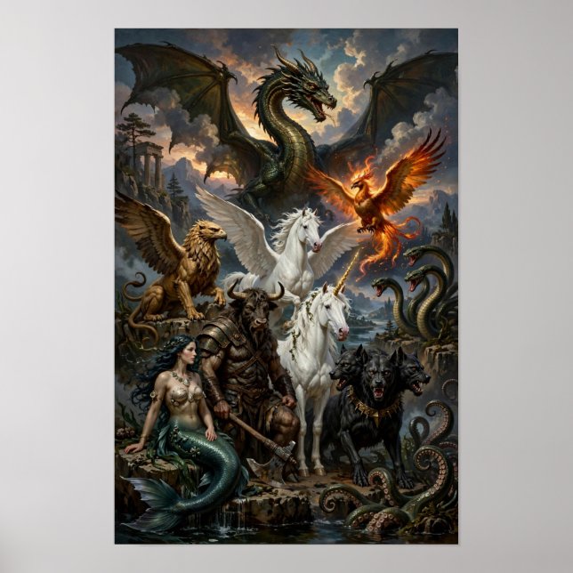 Mythical Ten Legendary Creatures Fantasy Poster (Front)