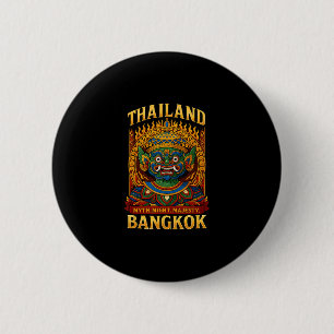 Mythical Thai Demon Ngkok Fire Mask Art Souvenir T 6 Cm Round Badge