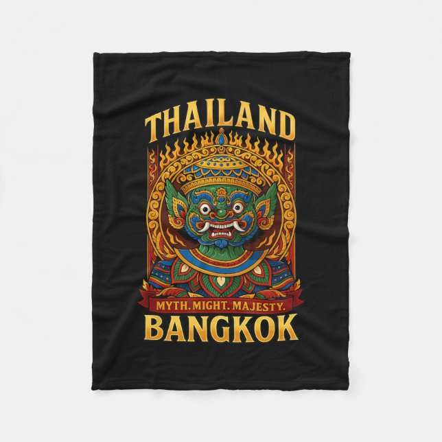 Mythical Thai Demon Ngkok Fire Mask Art Souvenir T Fleece Blanket (Front)