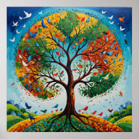 Mythical Tree of Seasons - Gond Art