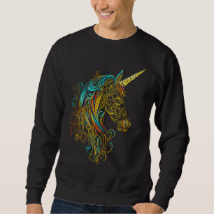 Mythical Unicorn Head Colourful Mandala Pattern U Sweatshirt