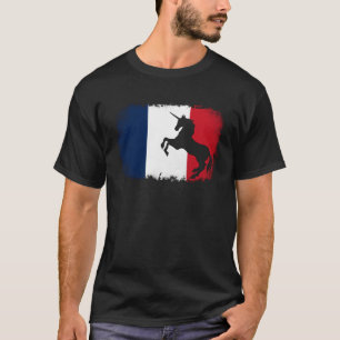 Mythical Unicorn vintage French France flag horse T-Shirt