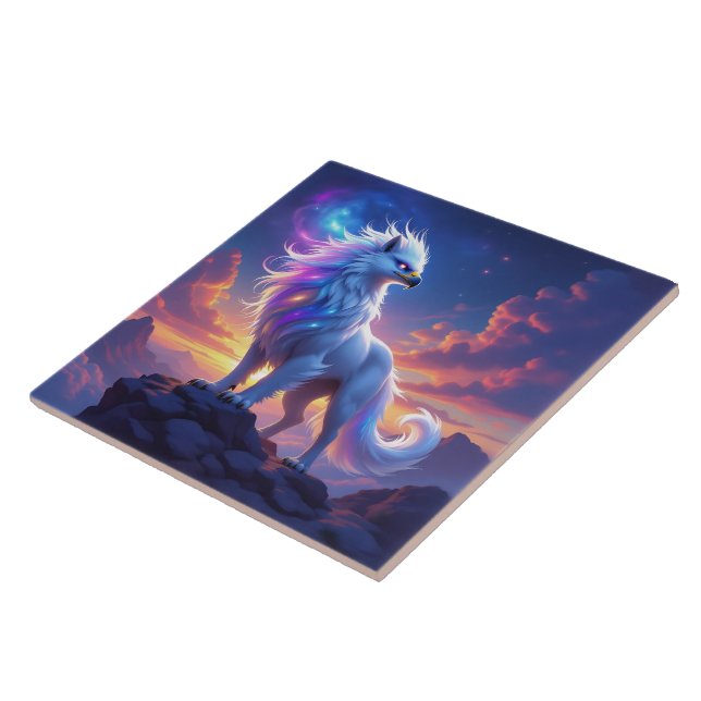 Mythical White Griffin on Top of the World Tile (Side)