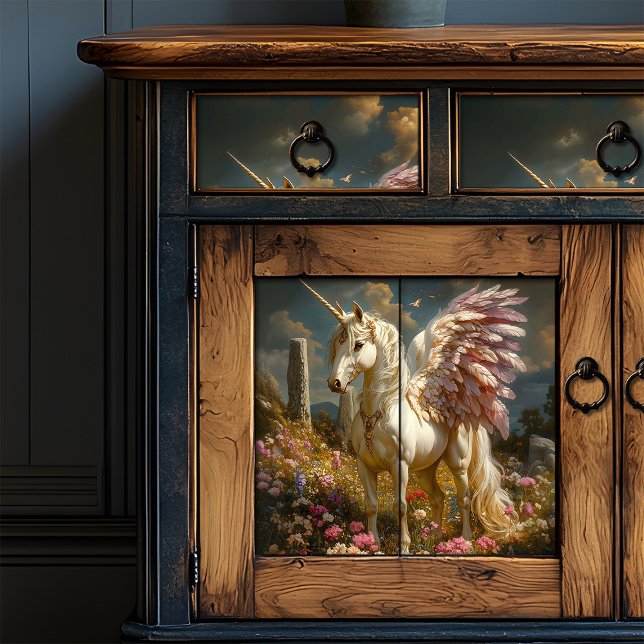 Mythical White Pegasus Purple Wings Stone Circle Tissue Paper (Creator Uploaded)