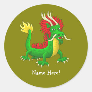 Mythological Chinese Dragon Classic Round Sticker
