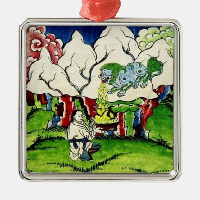 Mythological Dragon Metal Tree Decoration (Front)