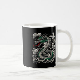 Mythological Dragon Tattoo Design With Black Coffee Mug