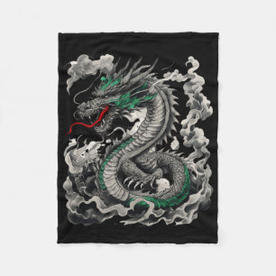 Mythological Dragon Tattoo Design With Black Fleece Blanket