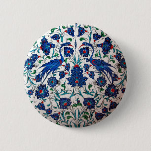 Mythological Heron Bird Design Tile Art 6 Cm Round Badge