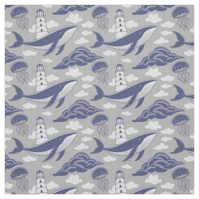 Mythological monster biblical leviathan sea fabric (Swatch)