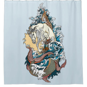 mythological seahorse shower curtain