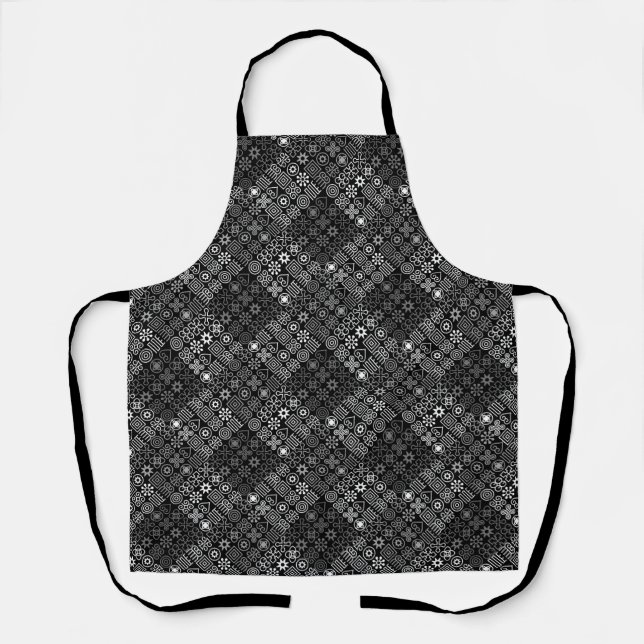 MZT01.Doodle Tiles with grey tones.b Apron (Front)