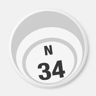 N34 bingo ball fridge magnet