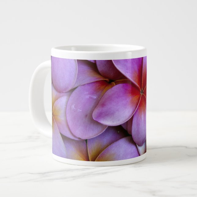 N.A., USA, Maui, Hawaii. Pink Plumeria blossoms. Large Coffee Mug (Front Left)